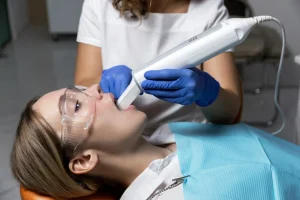 a patient being scanned by the intraoral 3D scanner at Liberty Dentists dental clinic at Shoreditch London