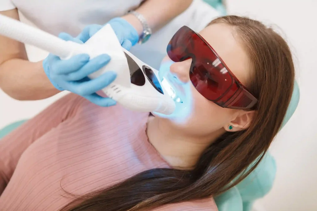 image of a patient undergoing teeth whitening treatment at Liberty Dentists in Shoreditch, London